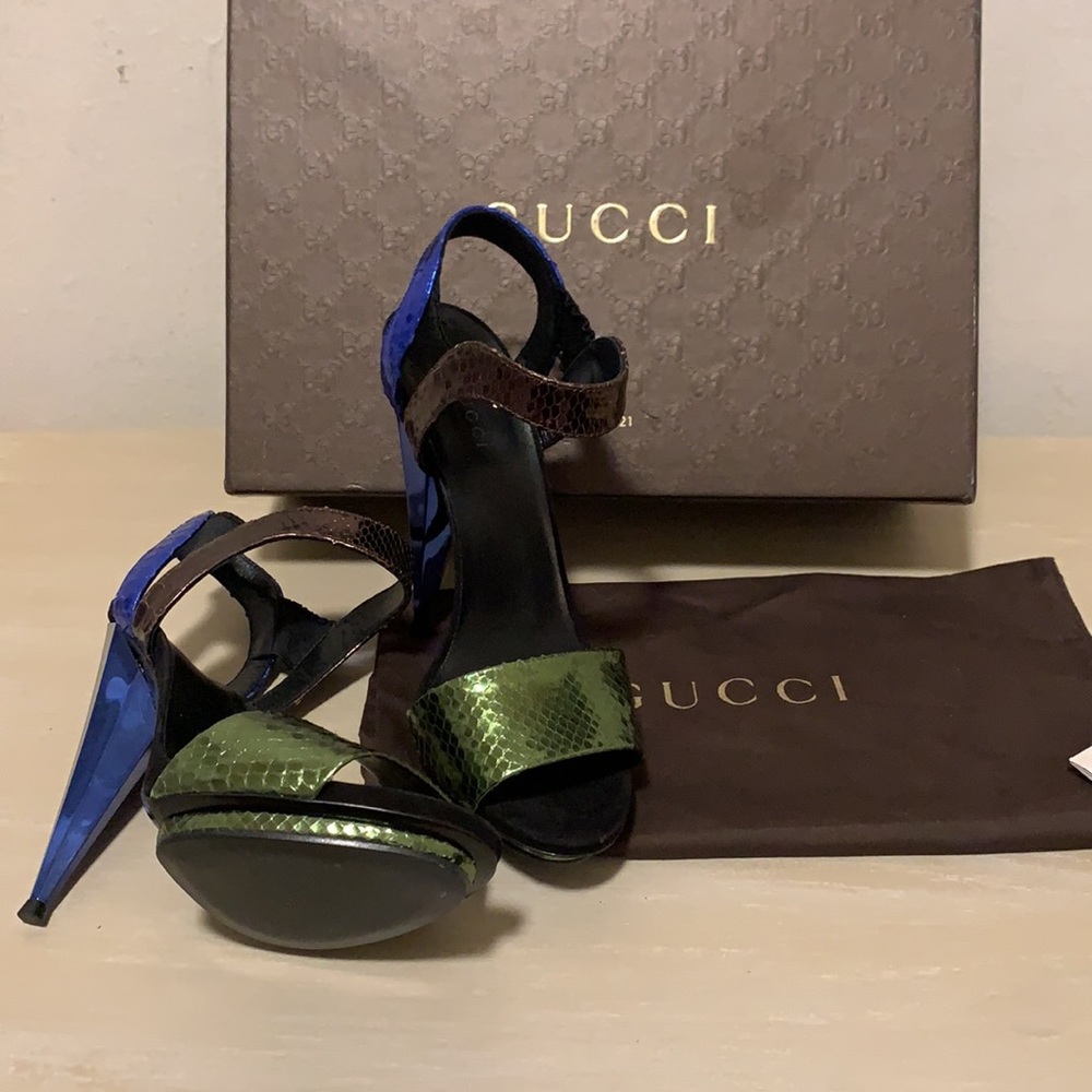 Gucci Colorblock Metallic Python Leather Heels - image 2